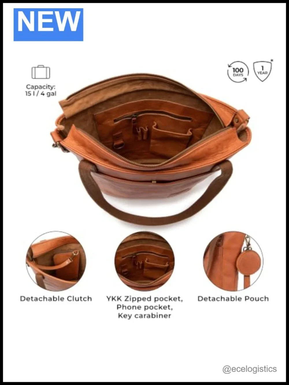 Genuine Leather Tote Bag Women Crossbody Handbag